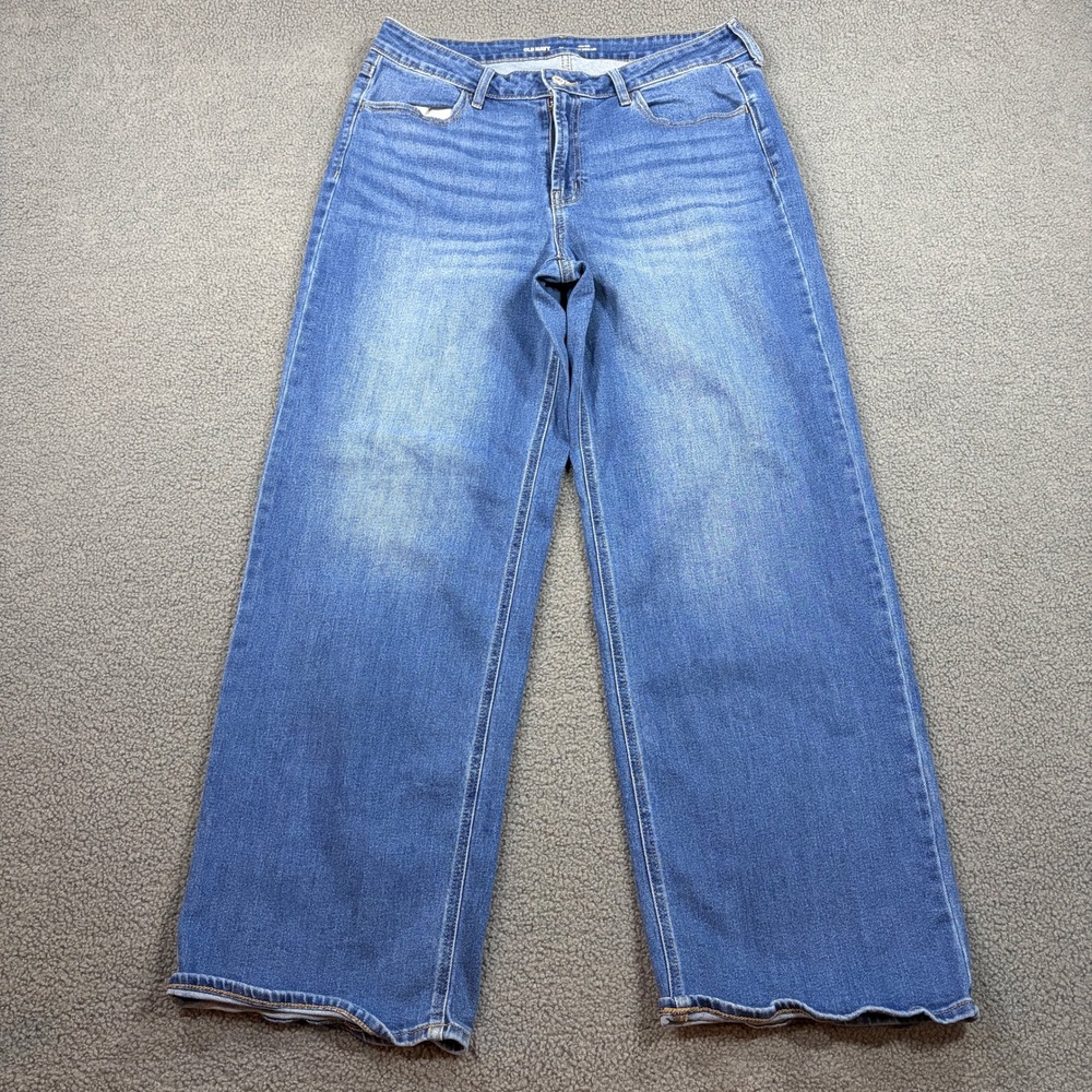 Old Navy Jeans Womens 14 Blue Wow Wide Leg High Rise New Moon 732809-00 Stretch